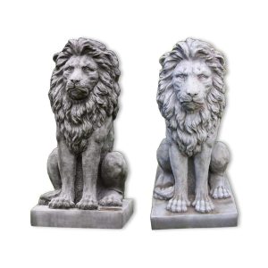 Majestic Sitting Lion Stone Sculpture – Single or Pair