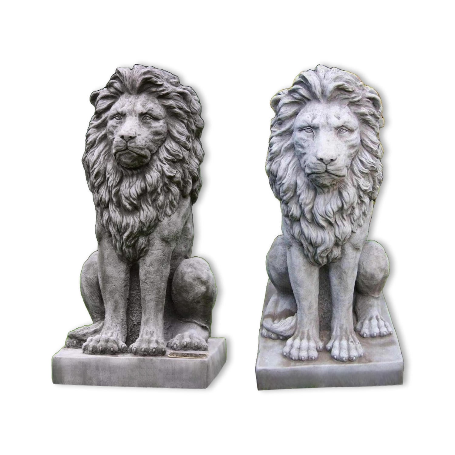 Majestic Sitting Lion Stone Sculpture – Single or Pair