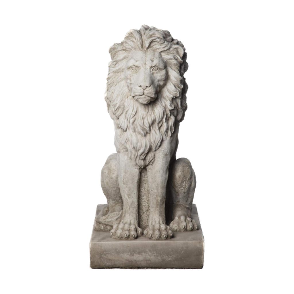 Majestic Sitting Lion Stone Sculpture – Single or Pair