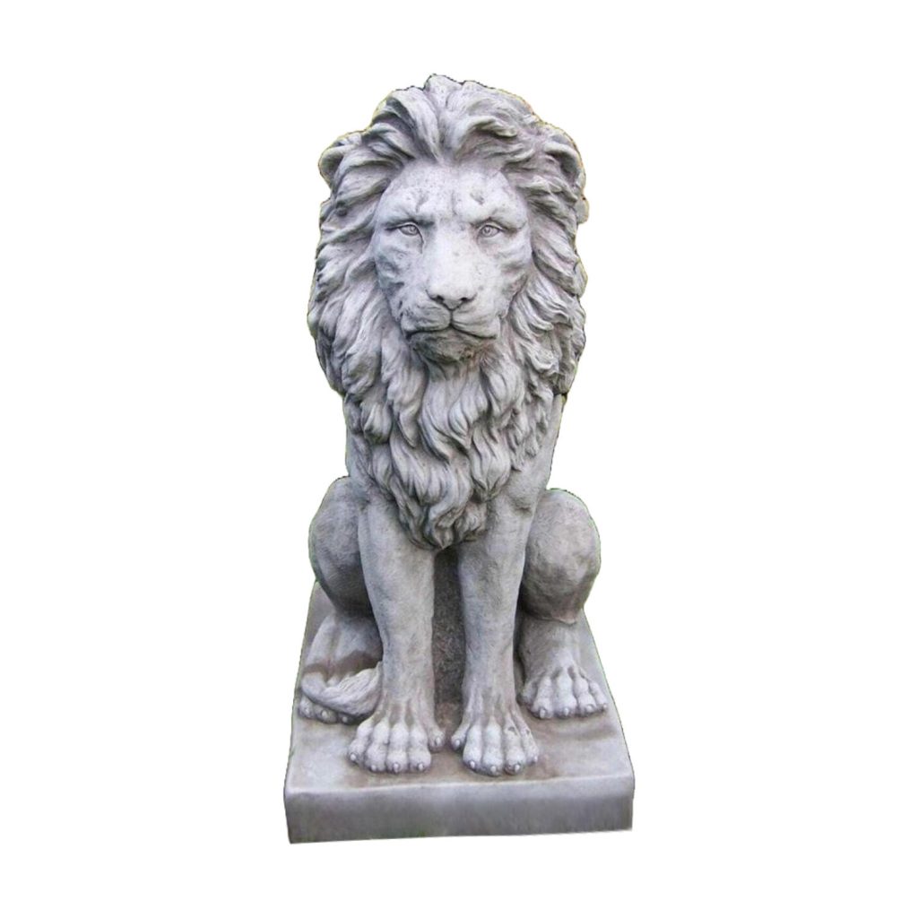 Majestic Sitting Lion Stone Sculpture – Single or Pair