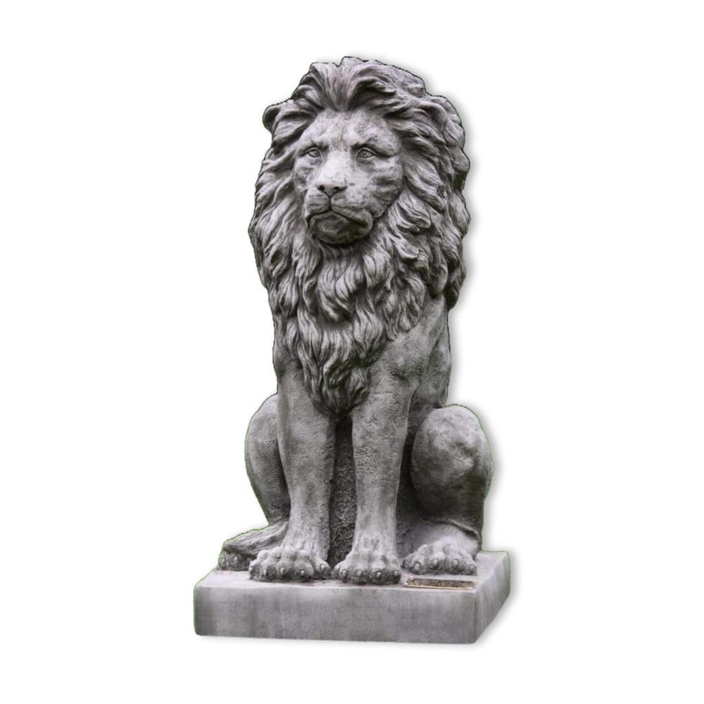 Majestic Sitting Lion Stone Sculpture – Single or Pair