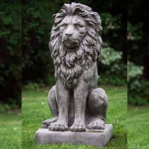Majestic Sitting Lion Stone Sculpture – Single or Pair