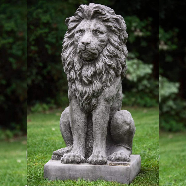 Majestic Sitting Lion Stone Sculpture – Single or Pair