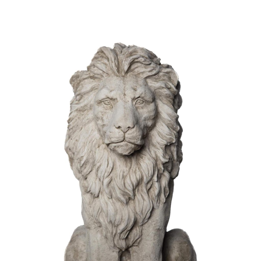 Majestic Sitting Lion Stone Sculpture – Single or Pair