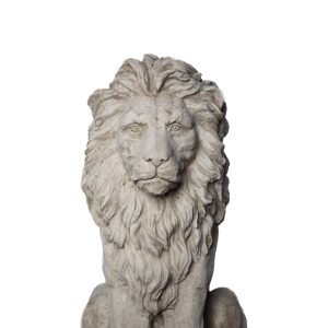 Majestic Sitting Lion Stone Sculpture – Single or Pair