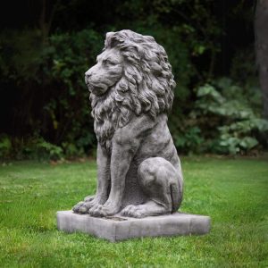 Majestic Sitting Lion Stone Sculpture – Single or Pair