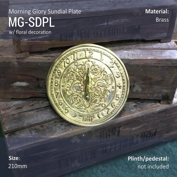Brass Sundial Plate With Floral Decorations Morning Glory