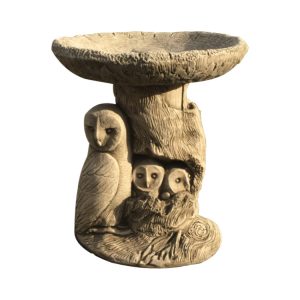 Owl Family Stone Birdbath OFBB-4-005