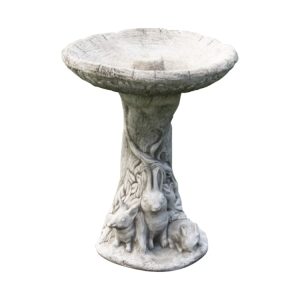 Rabbit Family Stone Birdbath RFBB-4-002