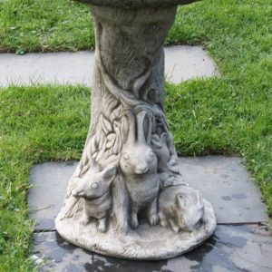 Rabbit Family Stone Birdbath RFBB-4-002