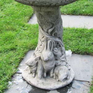 Rabbit Family Stone Birdbath RFBB-4-002