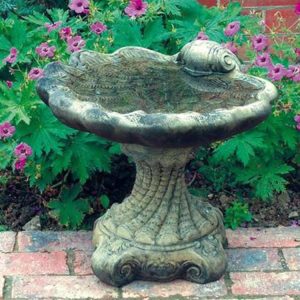 Shell Ornate Stone Bird Bath SBB-C3908