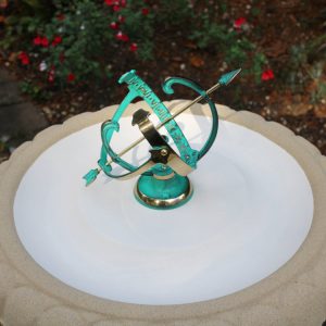 Heritage Birdbath w/ Turquoise Small Armillary Sundial