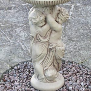 Twin Cherub Stone Bird Bath TWCHBB-4-009