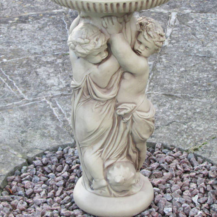 Twin Cherub Stone Bird Bath TWCHBB-4-009